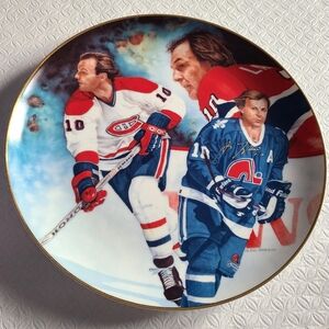 Vintage 1991 NHL Canadiens Signed Collectible Guy Lafleur Hockey Legends Plate